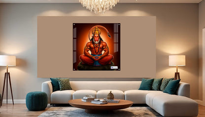 Meditating Lord Hanuman Square Acrylic Wall Art