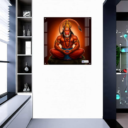 Meditating Lord Hanuman Square Acrylic Wall Art