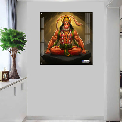 Meditative Hanuman Square Acrylic Wall Art