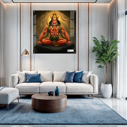 Meditative Hanuman Square Acrylic Wall Art