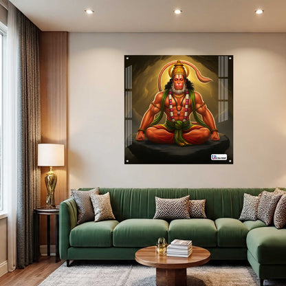 Meditative Hanuman Square Acrylic Wall Art