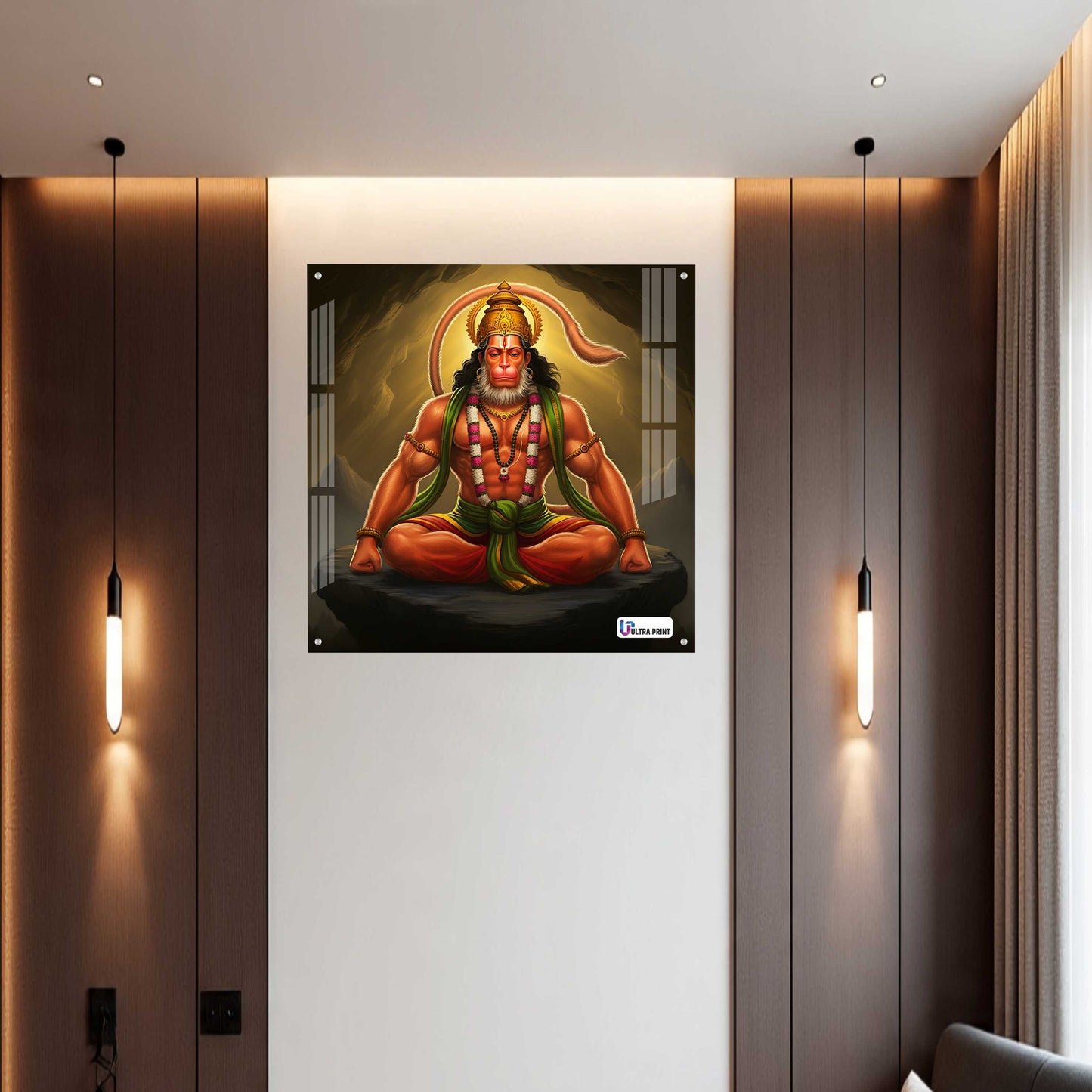 Meditative Hanuman Square Acrylic Wall Art