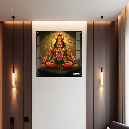 Meditative Hanuman Square Acrylic Wall Art