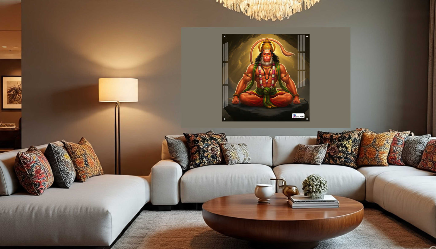 Meditative Hanuman Square Acrylic Wall Art