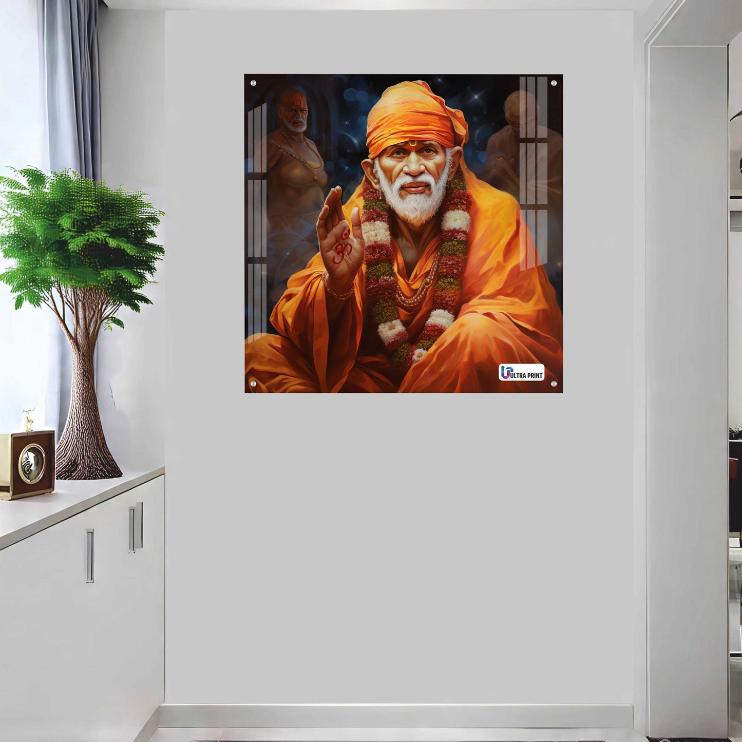 Blessing Shirdi Sai Baba Square Acrylic Wall Art