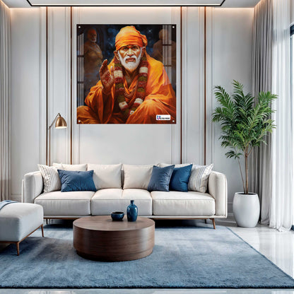 Blessing Shirdi Sai Baba Square Acrylic Wall Art