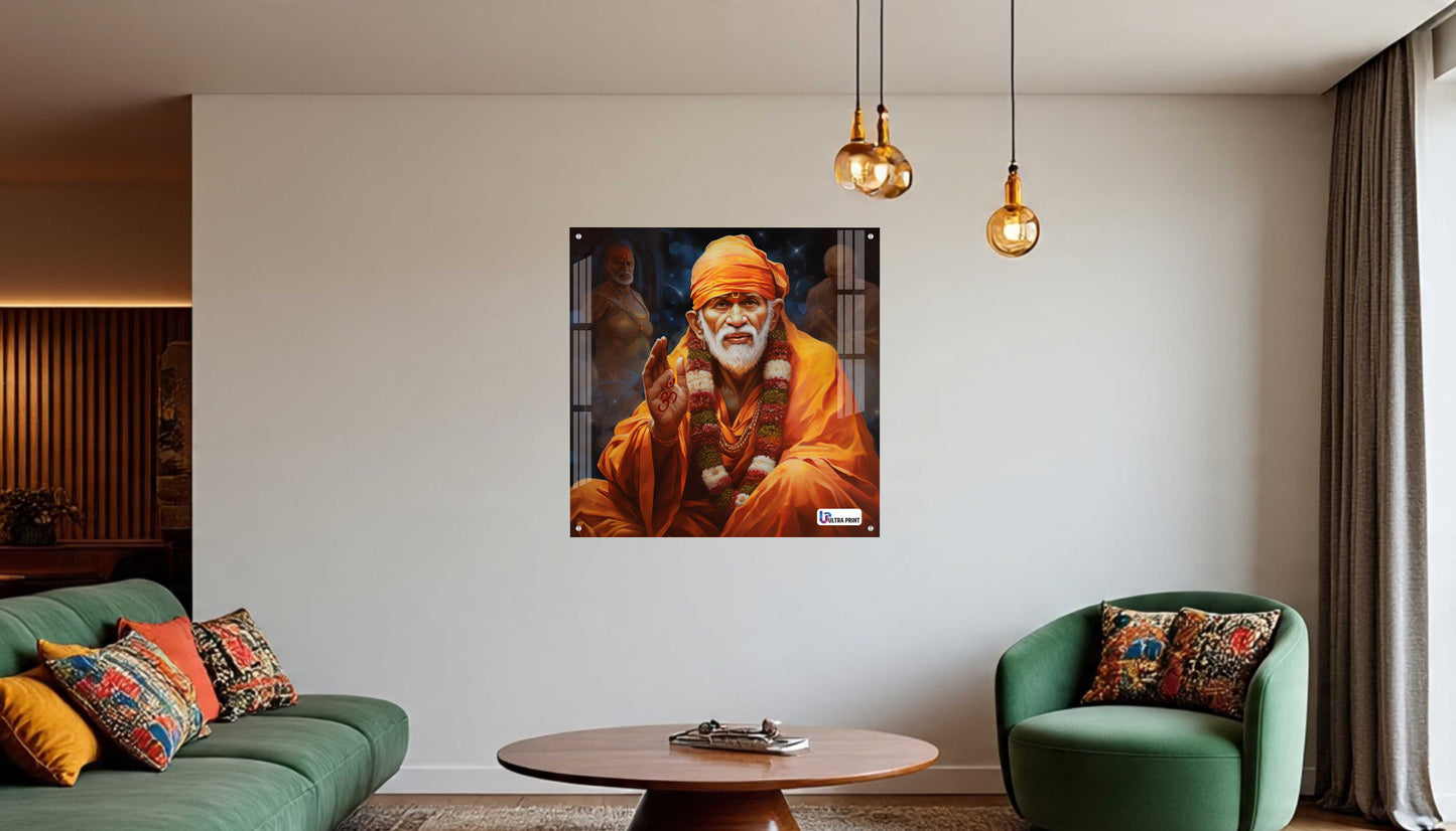 Blessing Shirdi Sai Baba Square Acrylic Wall Art