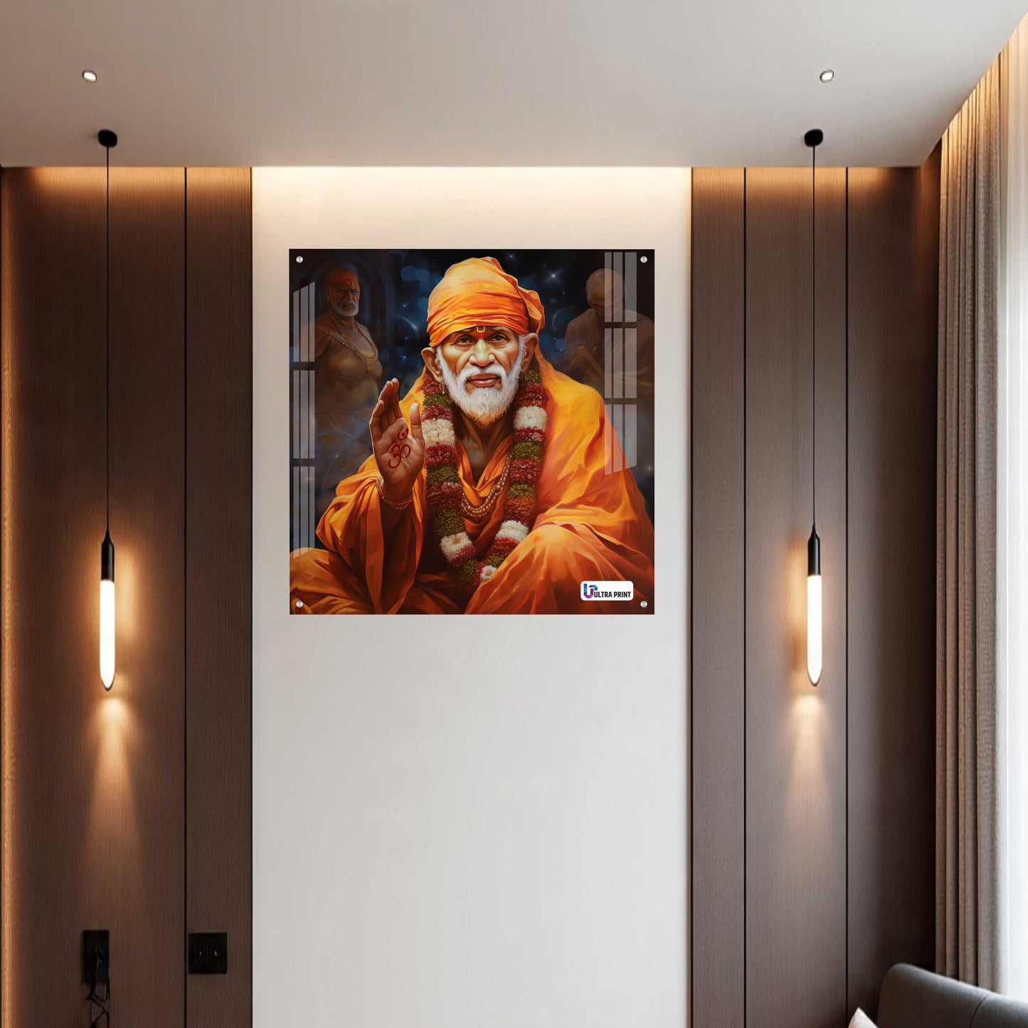 Blessing Shirdi Sai Baba Square Acrylic Wall Art