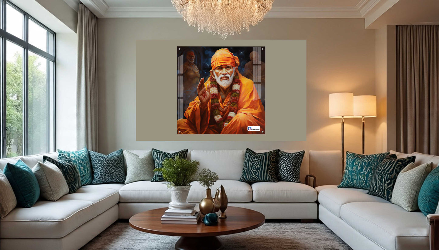 Blessing Shirdi Sai Baba Square Acrylic Wall Art