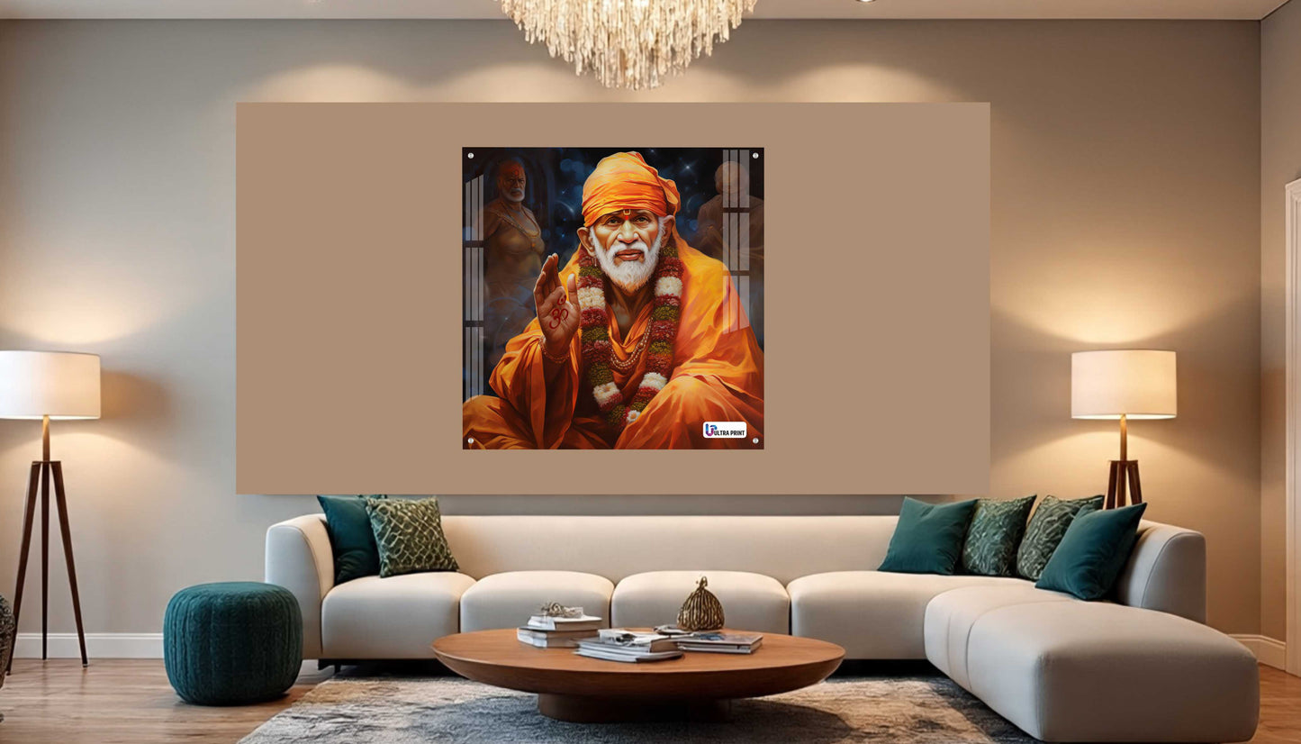 Blessing Shirdi Sai Baba Square Acrylic Wall Art
