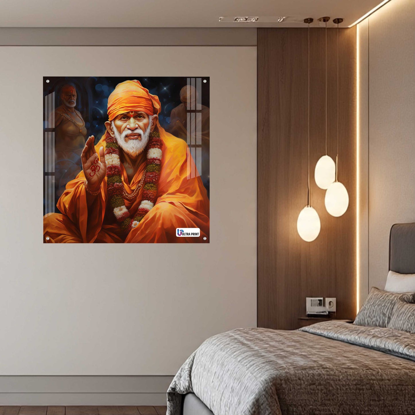Blessing Shirdi Sai Baba Square Acrylic Wall Art