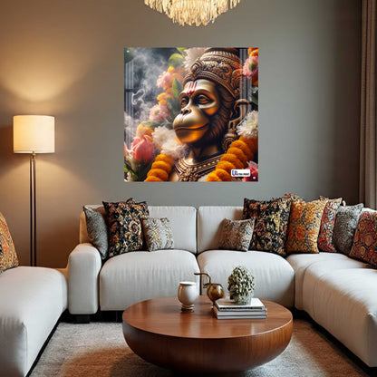 Sacred Hanuman Portrait Square Acrylic Wall Art