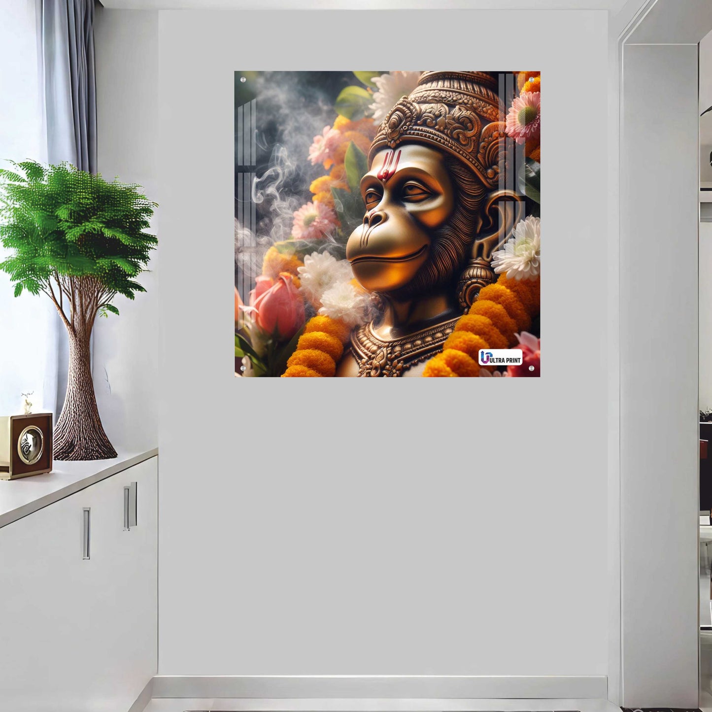 Sacred Hanuman Portrait Square Acrylic Wall Art