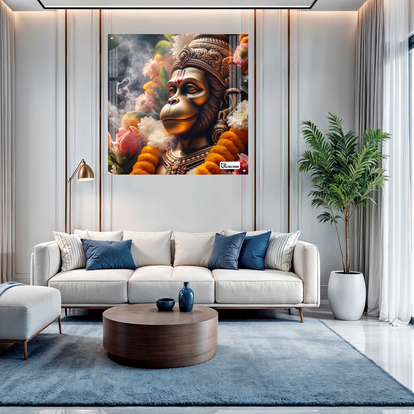 Sacred Hanuman Portrait Square Acrylic Wall Art