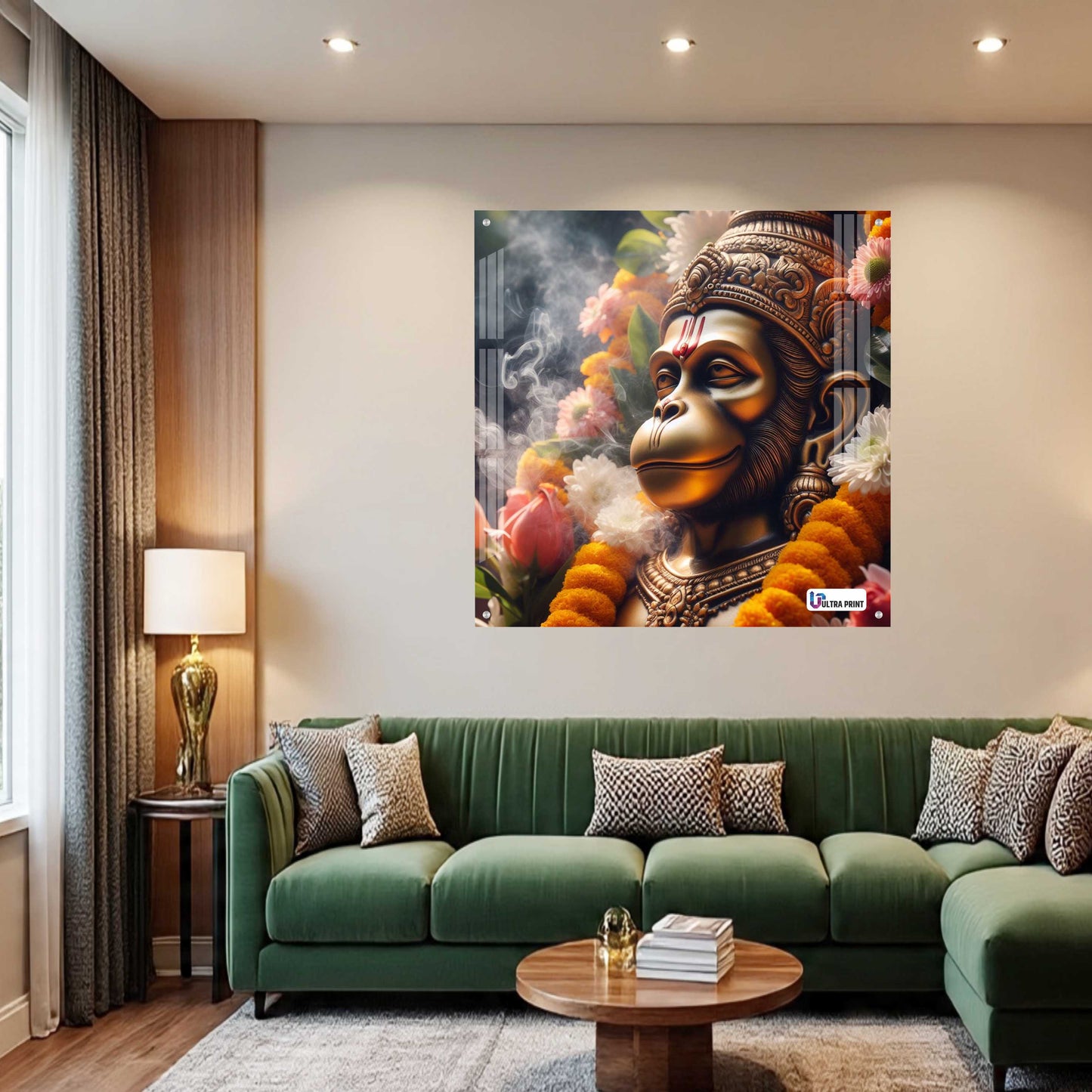 Sacred Hanuman Portrait Square Acrylic Wall Art