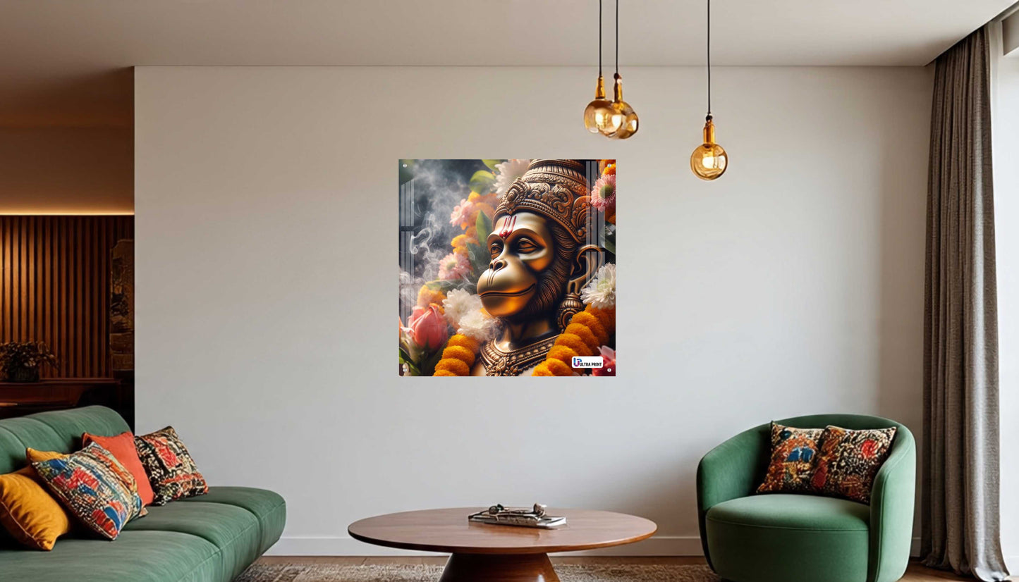 Sacred Hanuman Portrait Square Acrylic Wall Art