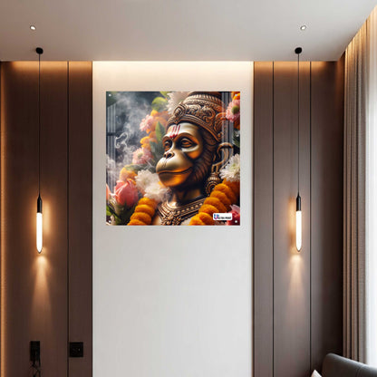 Sacred Hanuman Portrait Square Acrylic Wall Art
