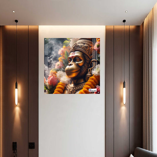 Sacred Hanuman Portrait Square Acrylic Wall Art