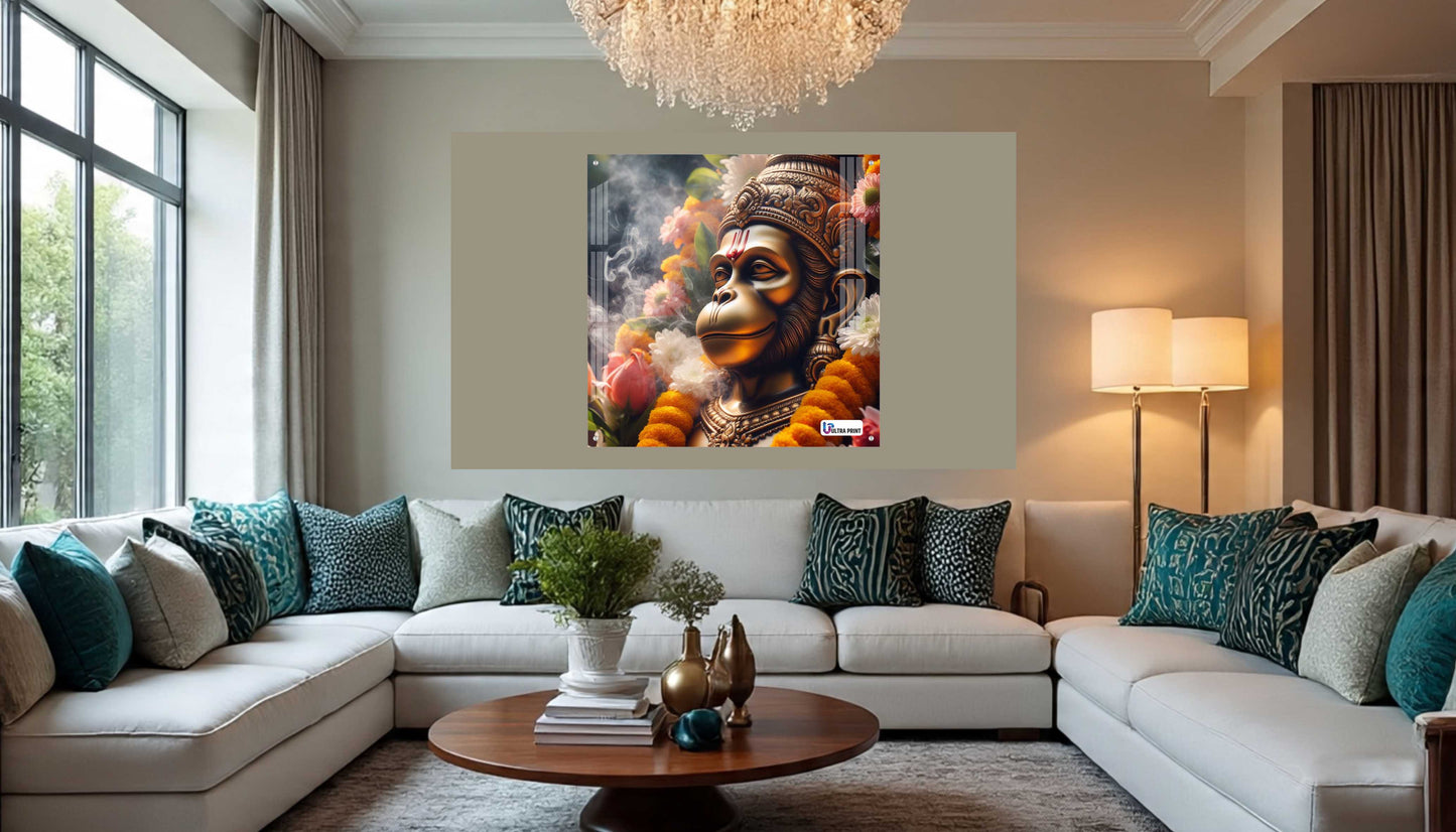 Sacred Hanuman Portrait Square Acrylic Wall Art