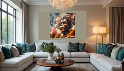 Sacred Hanuman Portrait Square Acrylic Wall Art