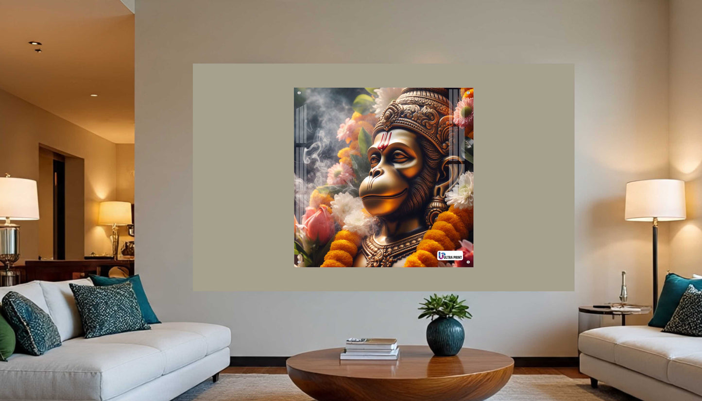 Sacred Hanuman Portrait Square Acrylic Wall Art