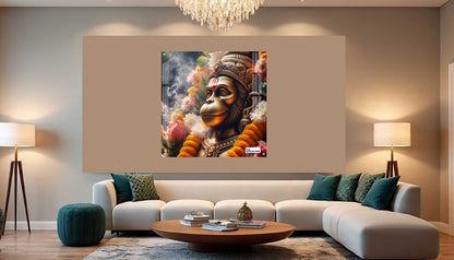 Sacred Hanuman Portrait Square Acrylic Wall Art