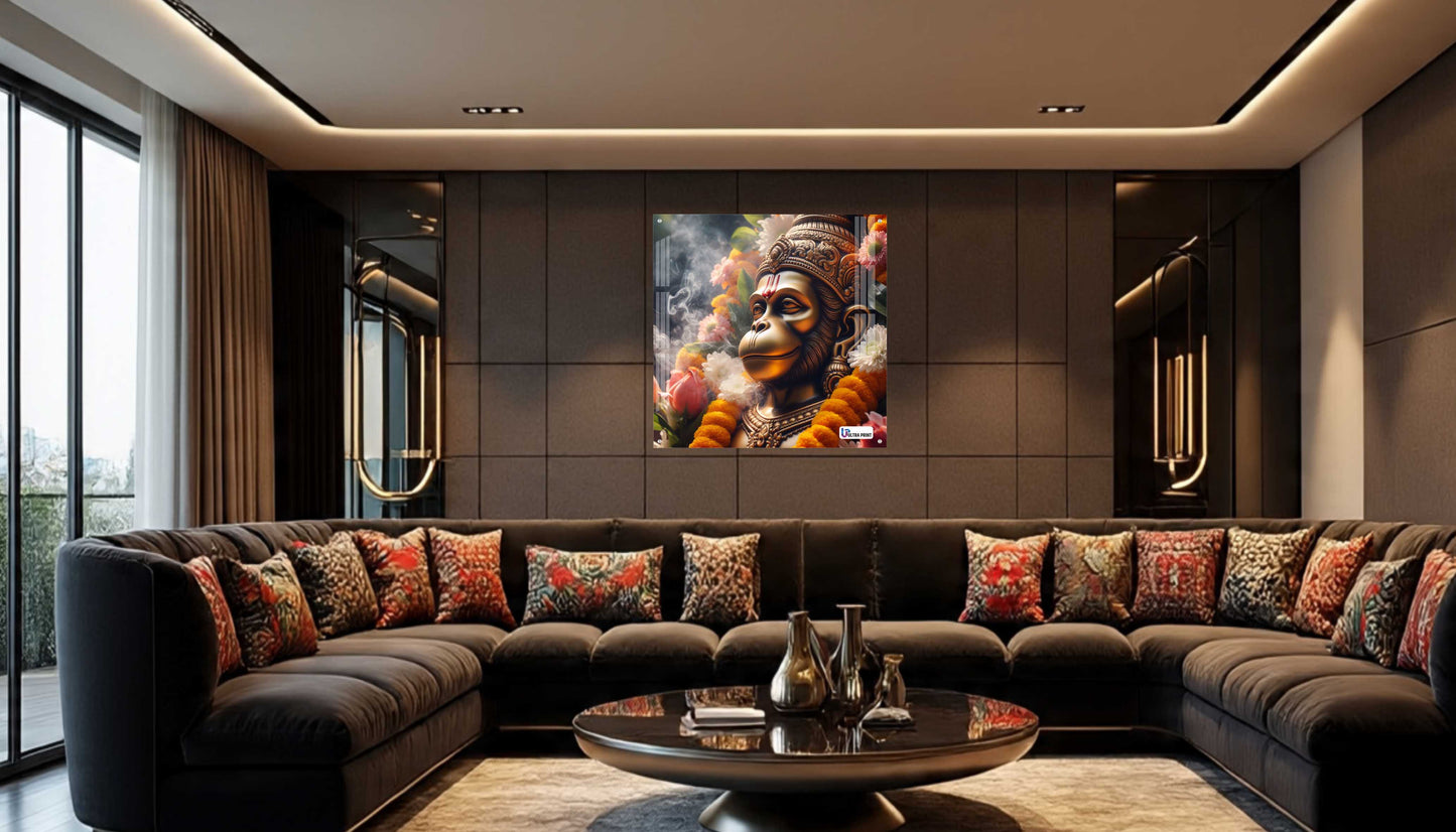 Sacred Hanuman Portrait Square Acrylic Wall Art