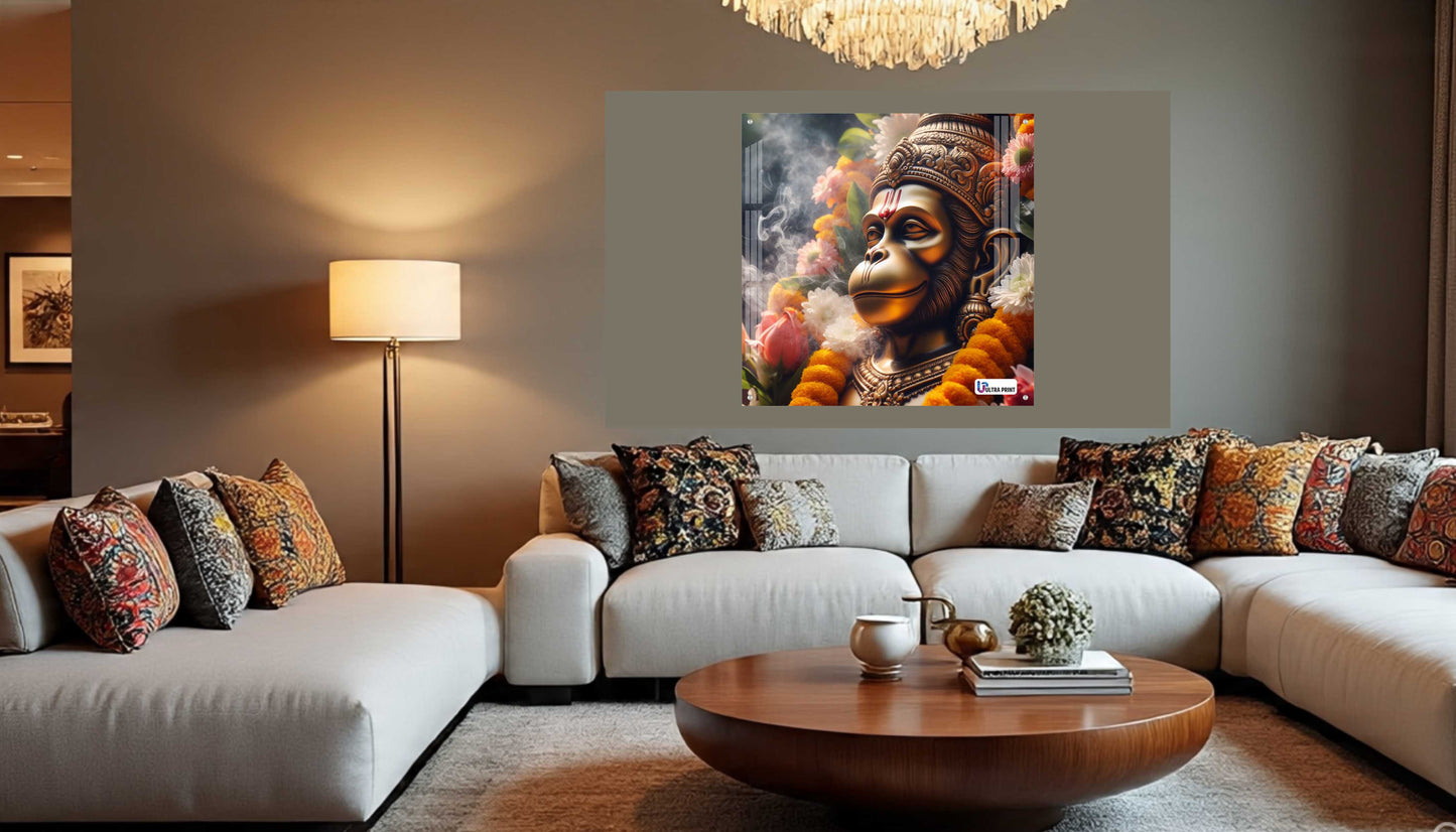 Sacred Hanuman Portrait Square Acrylic Wall Art