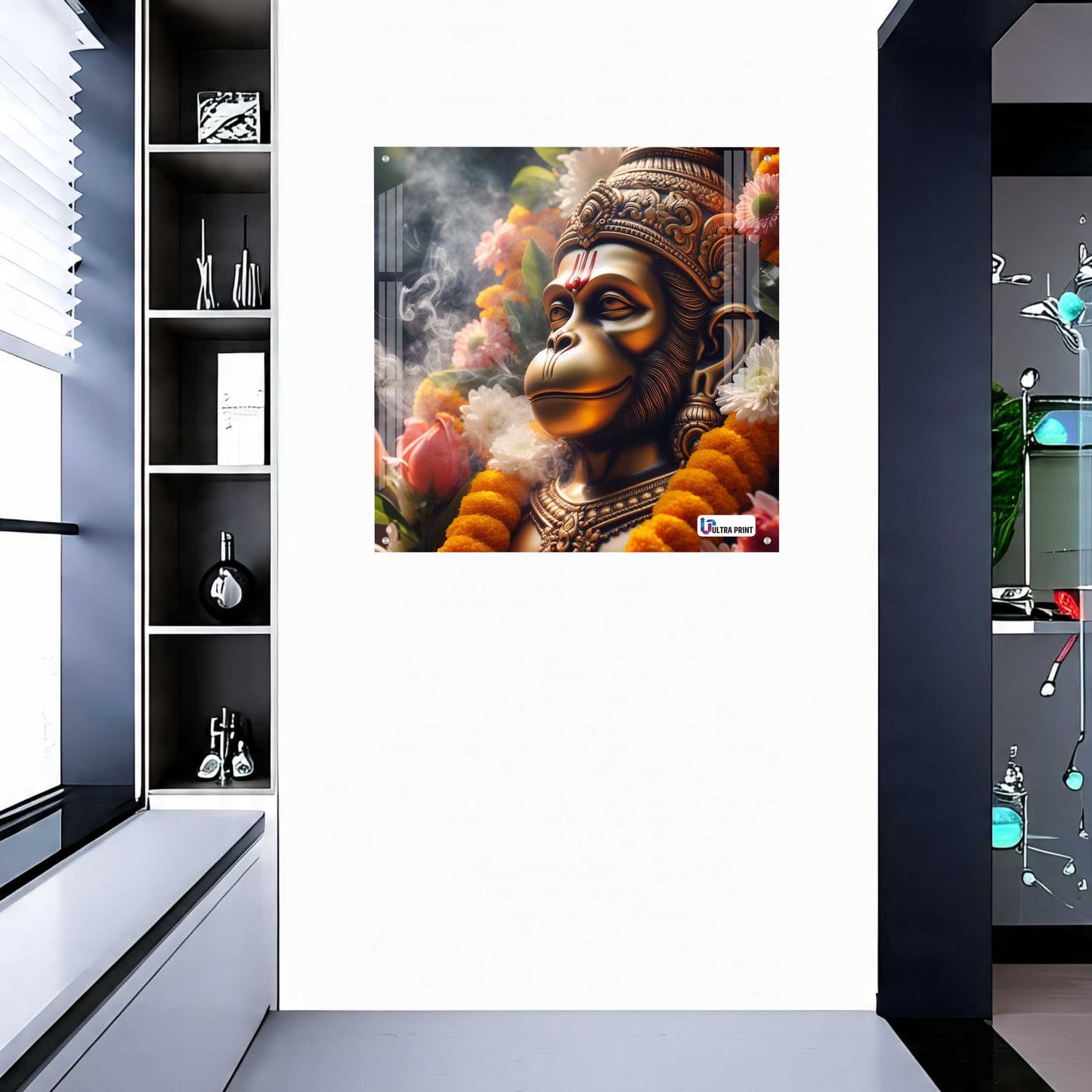 Sacred Hanuman Portrait Square Acrylic Wall Art