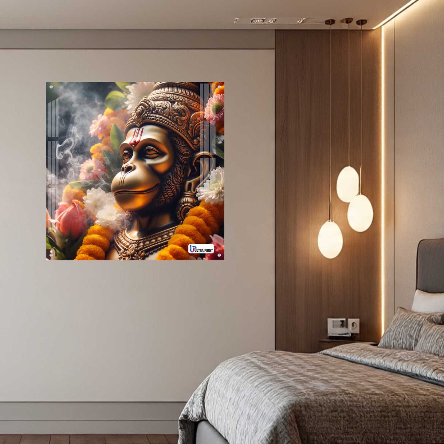 Sacred Hanuman Portrait Square Acrylic Wall Art