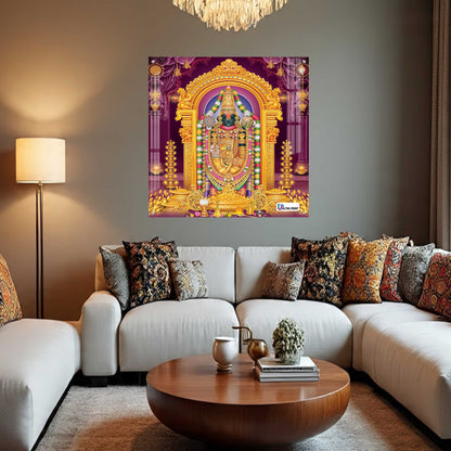Tirupati Balaji Divine Darshan Square Acrylic Wall Art