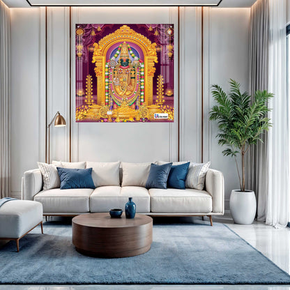 Tirupati Balaji Divine Darshan Square Acrylic Wall Art