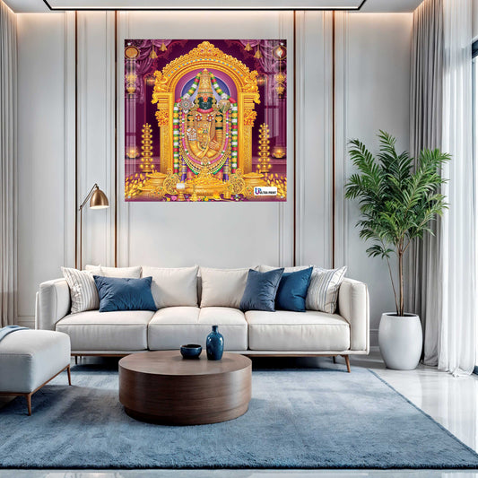 Tirupati Balaji Divine Darshan Square Acrylic Wall Art