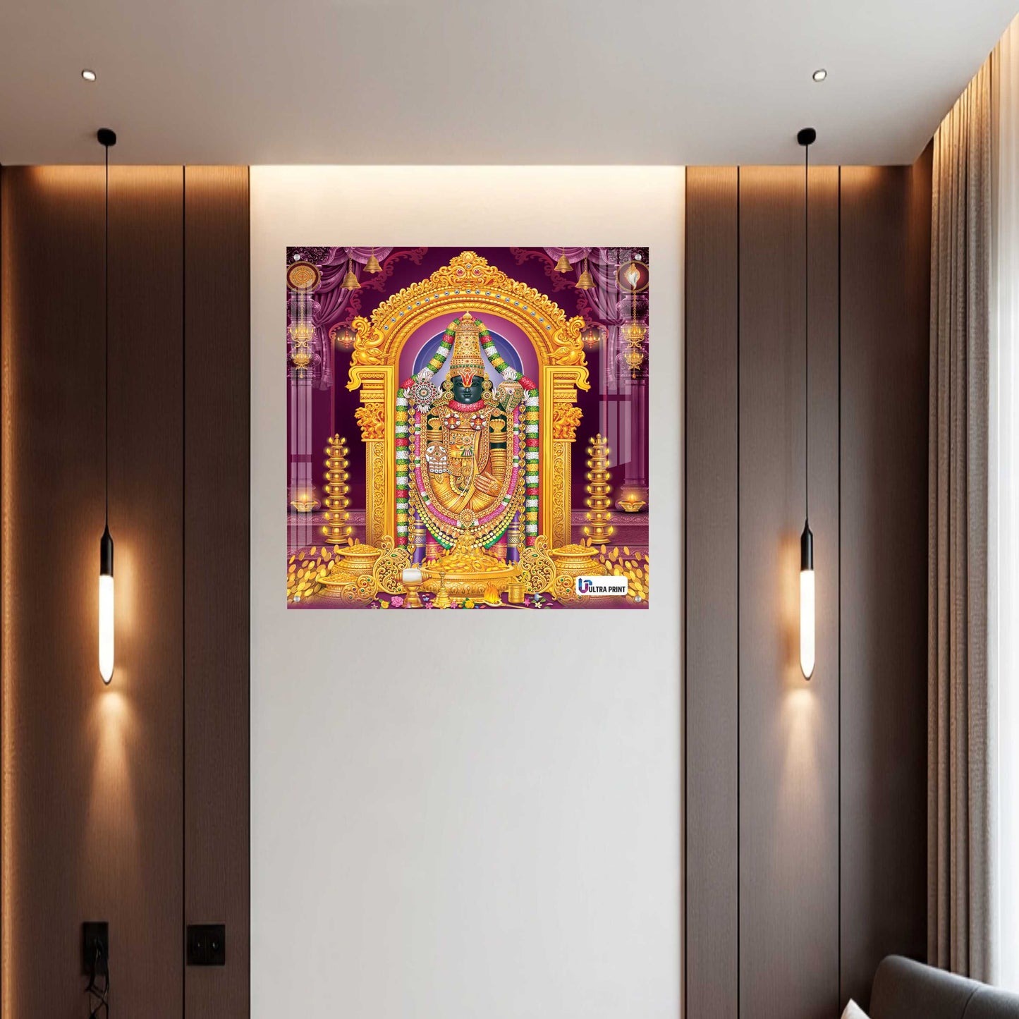 Tirupati Balaji Divine Darshan Square Acrylic Wall Art