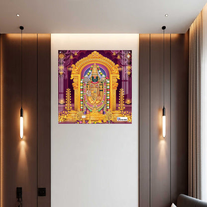 Tirupati Balaji Divine Darshan Square Acrylic Wall Art