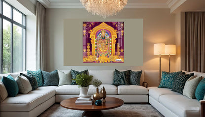 Tirupati Balaji Divine Darshan Square Acrylic Wall Art