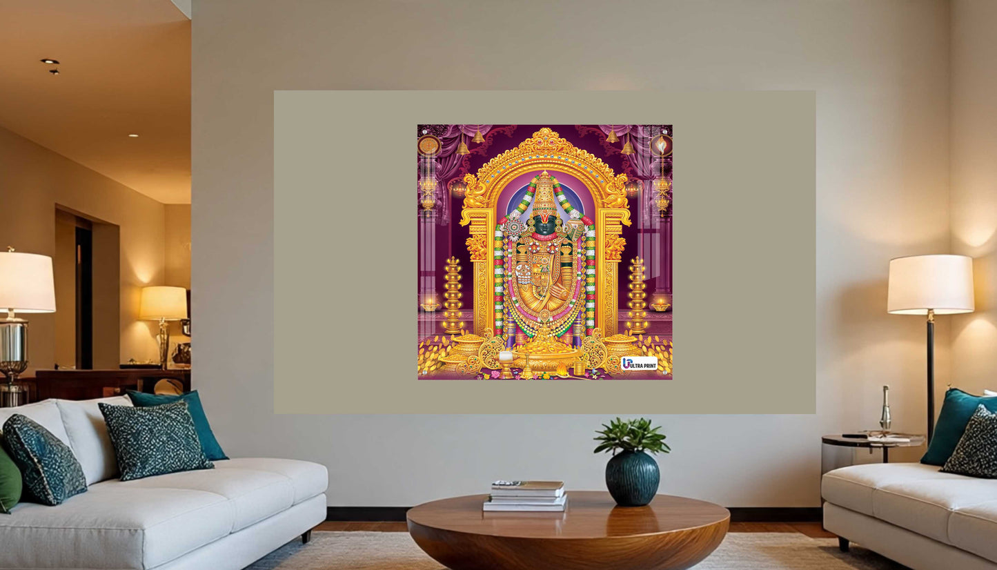 Tirupati Balaji Divine Darshan Square Acrylic Wall Art