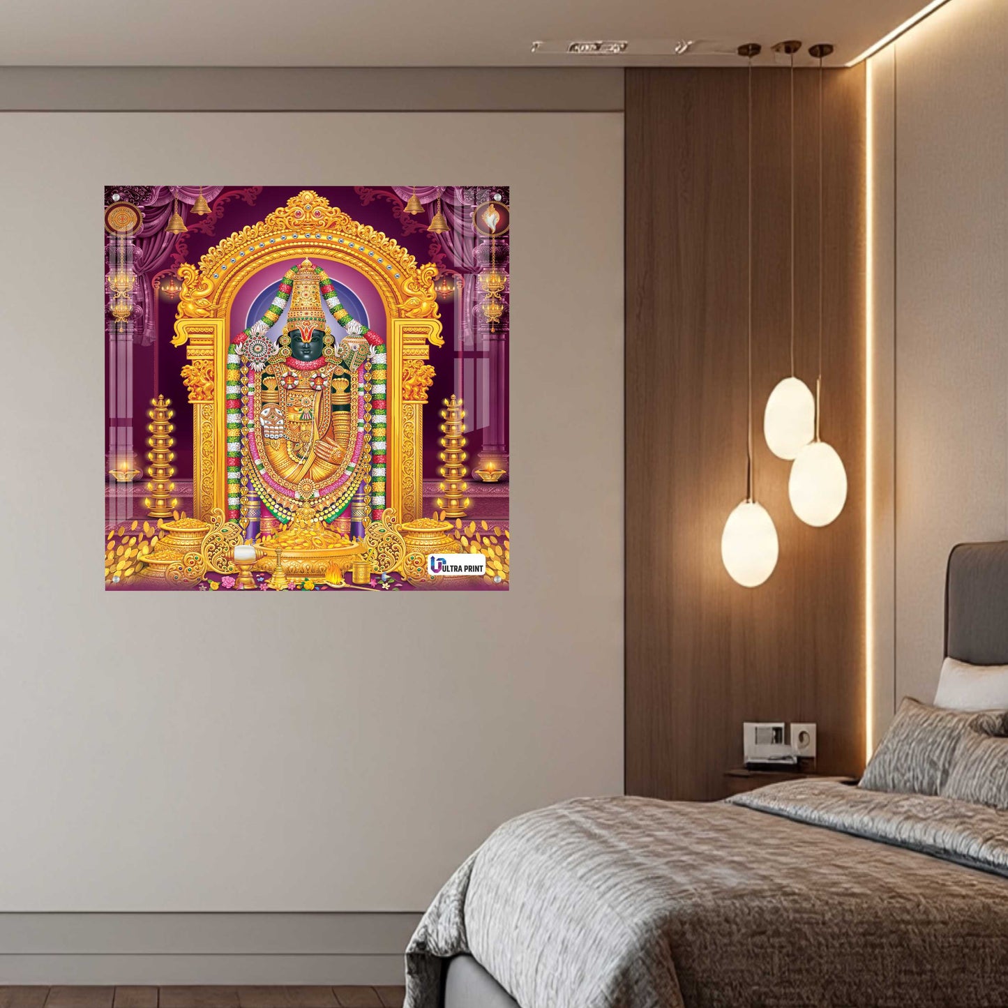 Tirupati Balaji Divine Darshan Square Acrylic Wall Art