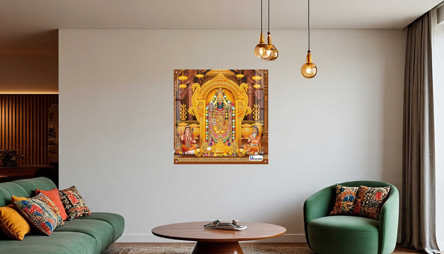 Tirupati Balaji Divine Darbar Square Acrylic Wall Art