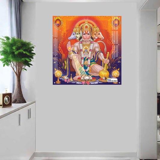 Panchmukhi Hanuman Divine Square Acrylic Wall Art