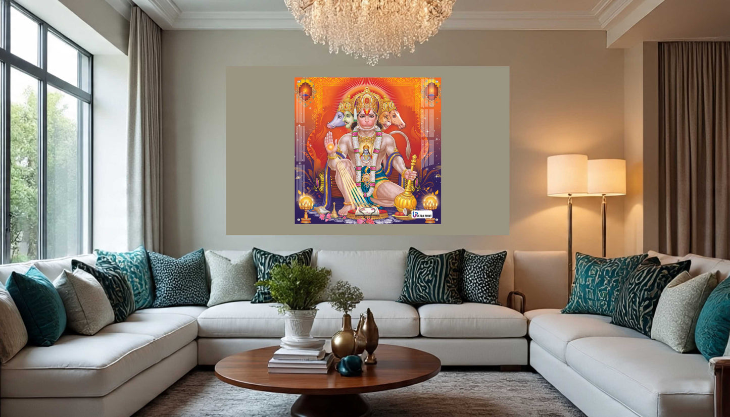 Panchmukhi Hanuman Divine Square Acrylic Wall Art