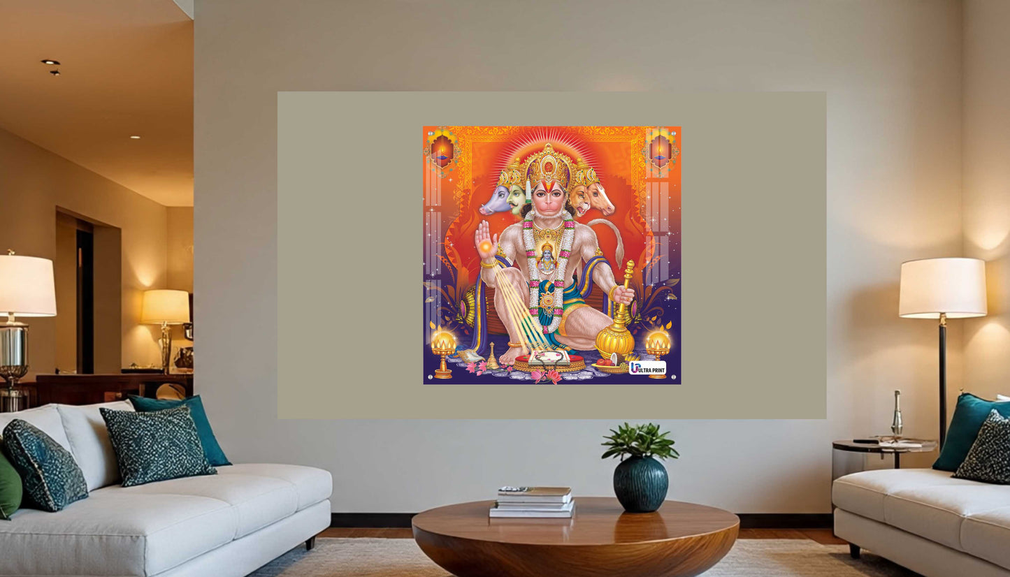Panchmukhi Hanuman Divine Square Acrylic Wall Art