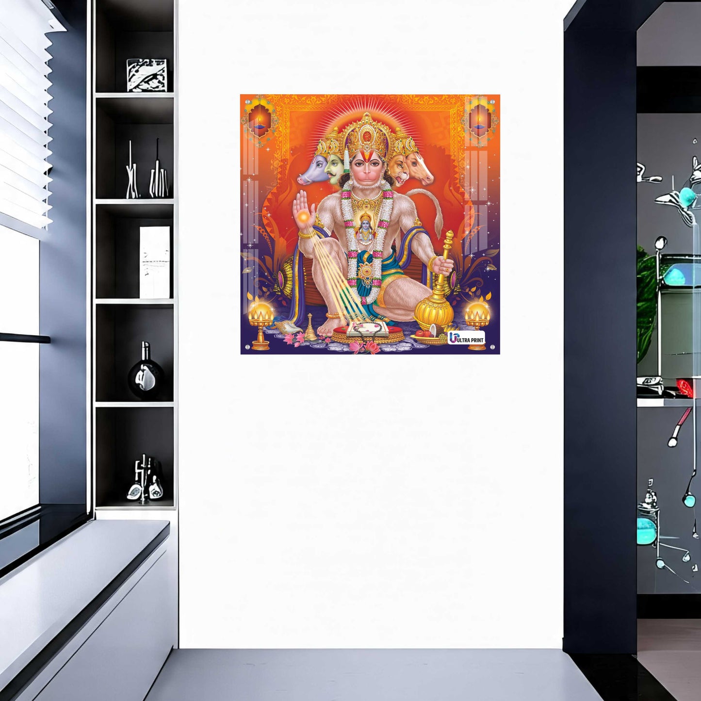 Panchmukhi Hanuman Divine Square Acrylic Wall Art