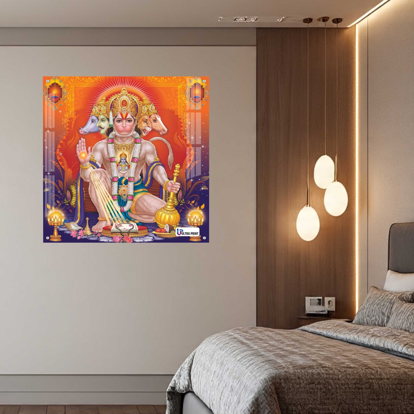 Panchmukhi Hanuman Divine Square Acrylic Wall Art
