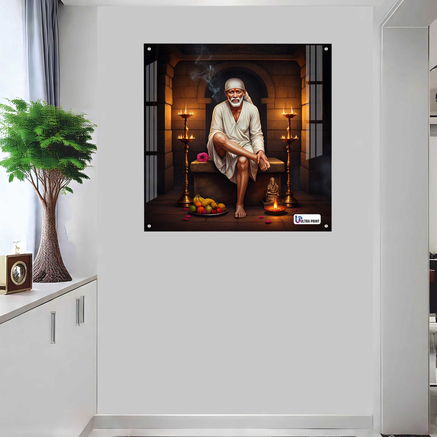 Shirdi Sai Baba Blessings Square Acrylic Wall Art