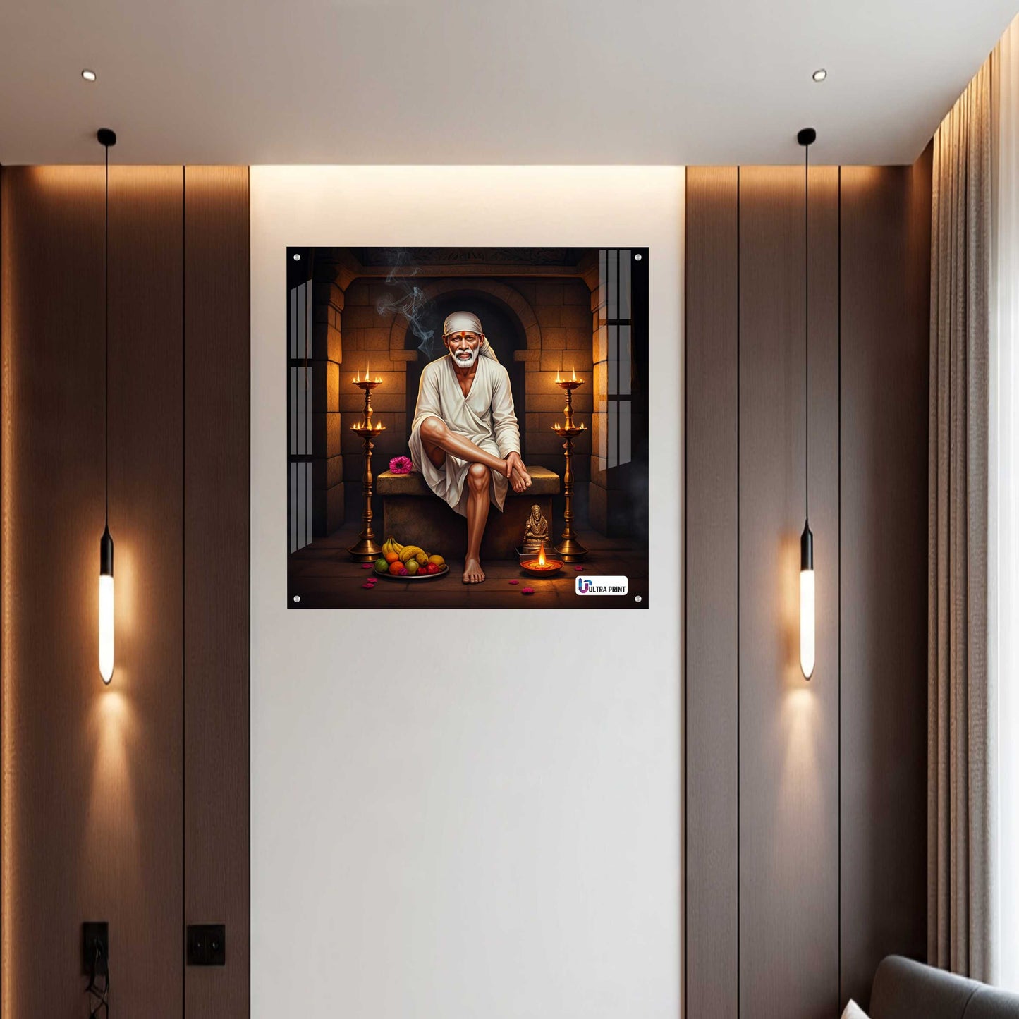 Shirdi Sai Baba Blessings Square Acrylic Wall Art
