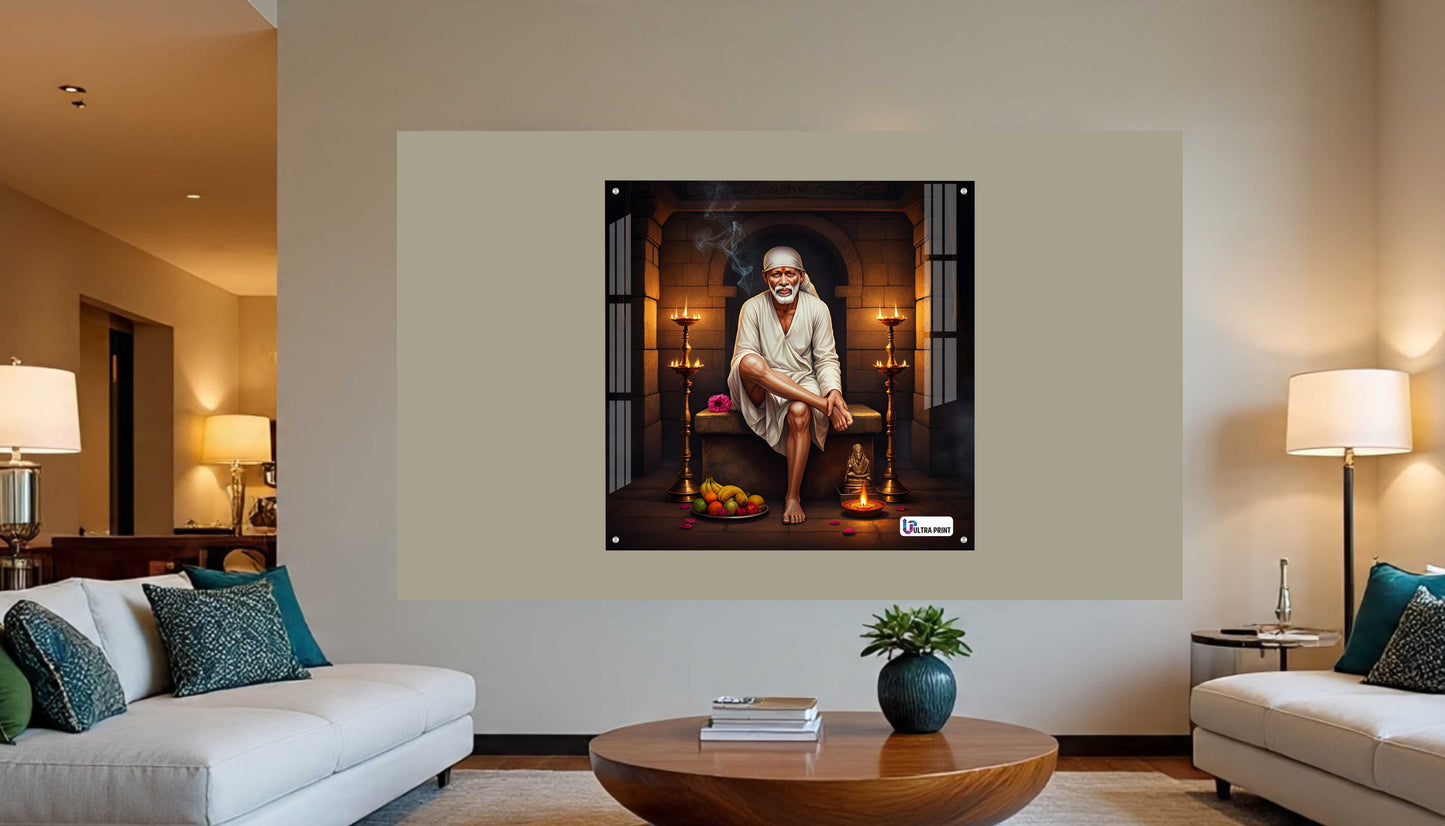Shirdi Sai Baba Blessings Square Acrylic Wall Art