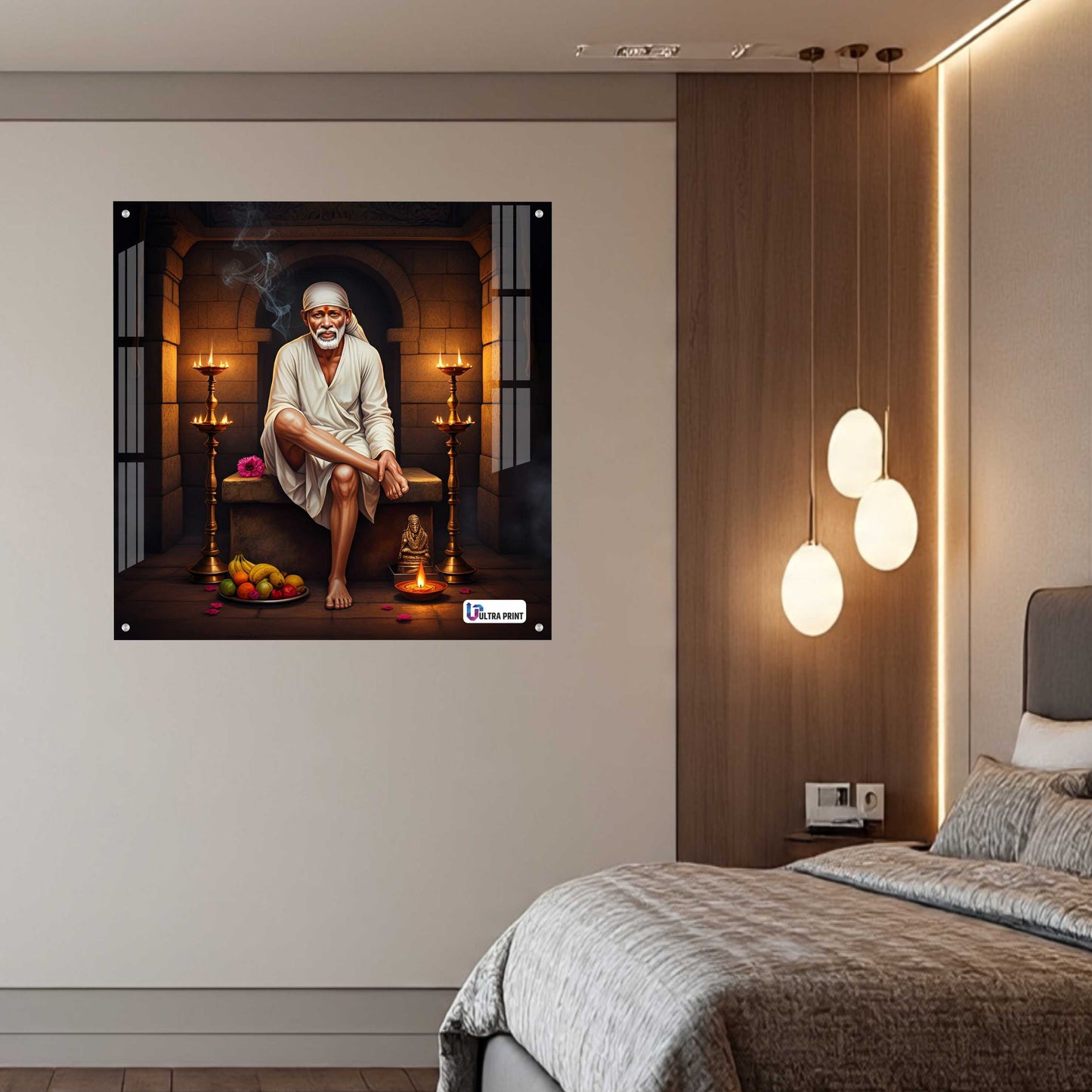 Shirdi Sai Baba Blessings Square Acrylic Wall Art